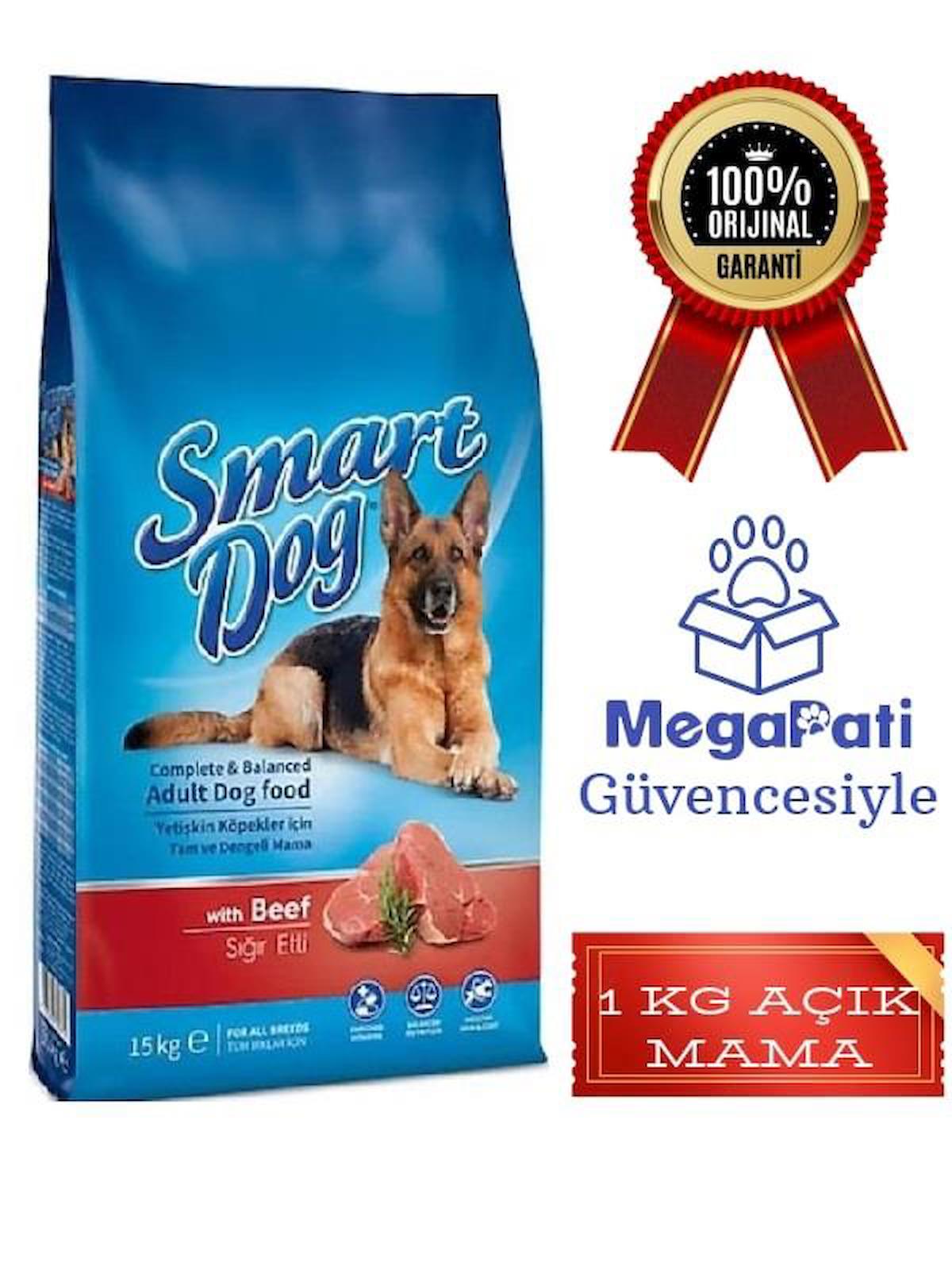 Smart Dog Biftekli ve Pirinçli Tüm Irklar Yetişkin Kuru Köpek Maması 1 kg