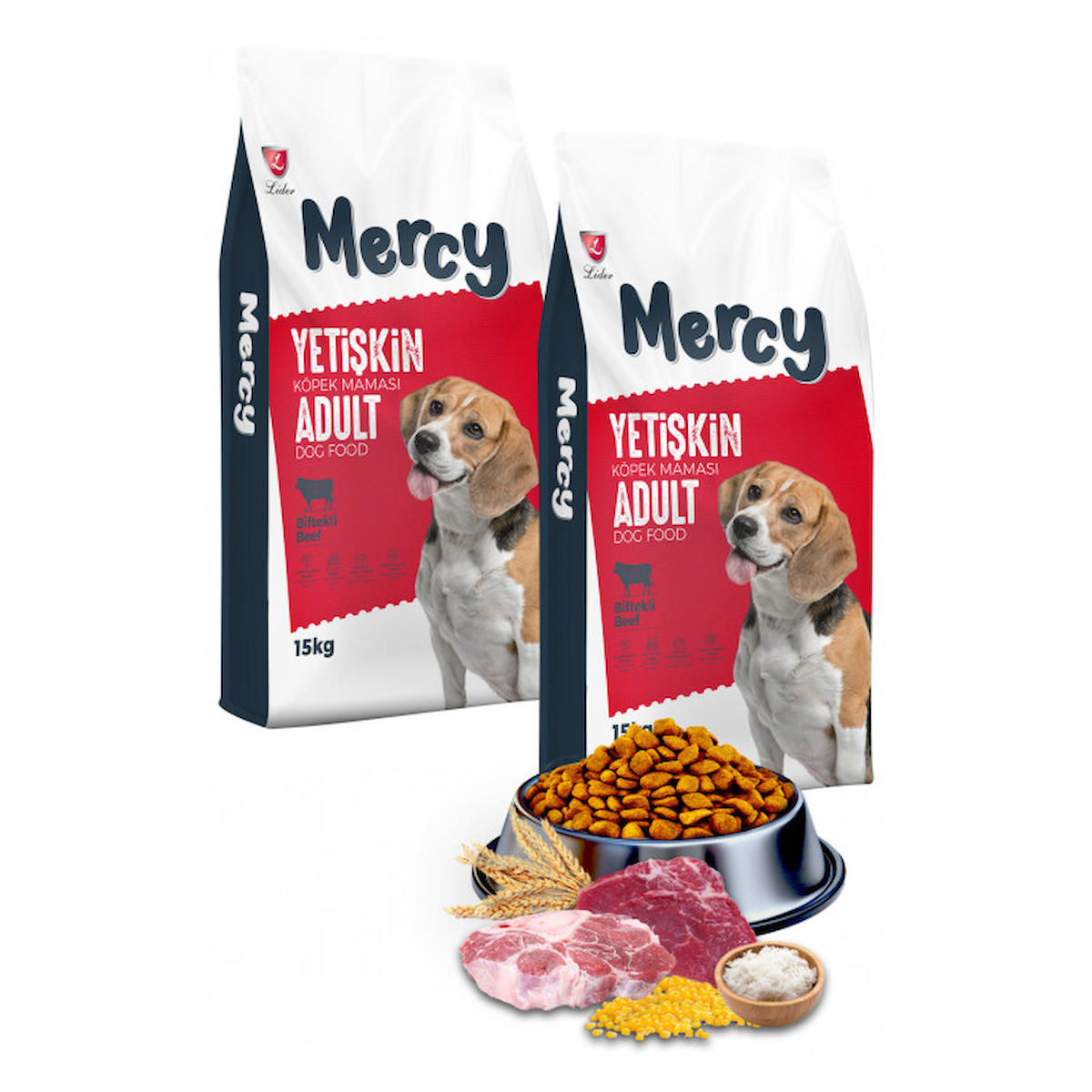 Mercy Biftekli Tüm Irklar Yetişkin Kuru Köpek Maması 2x15 kg