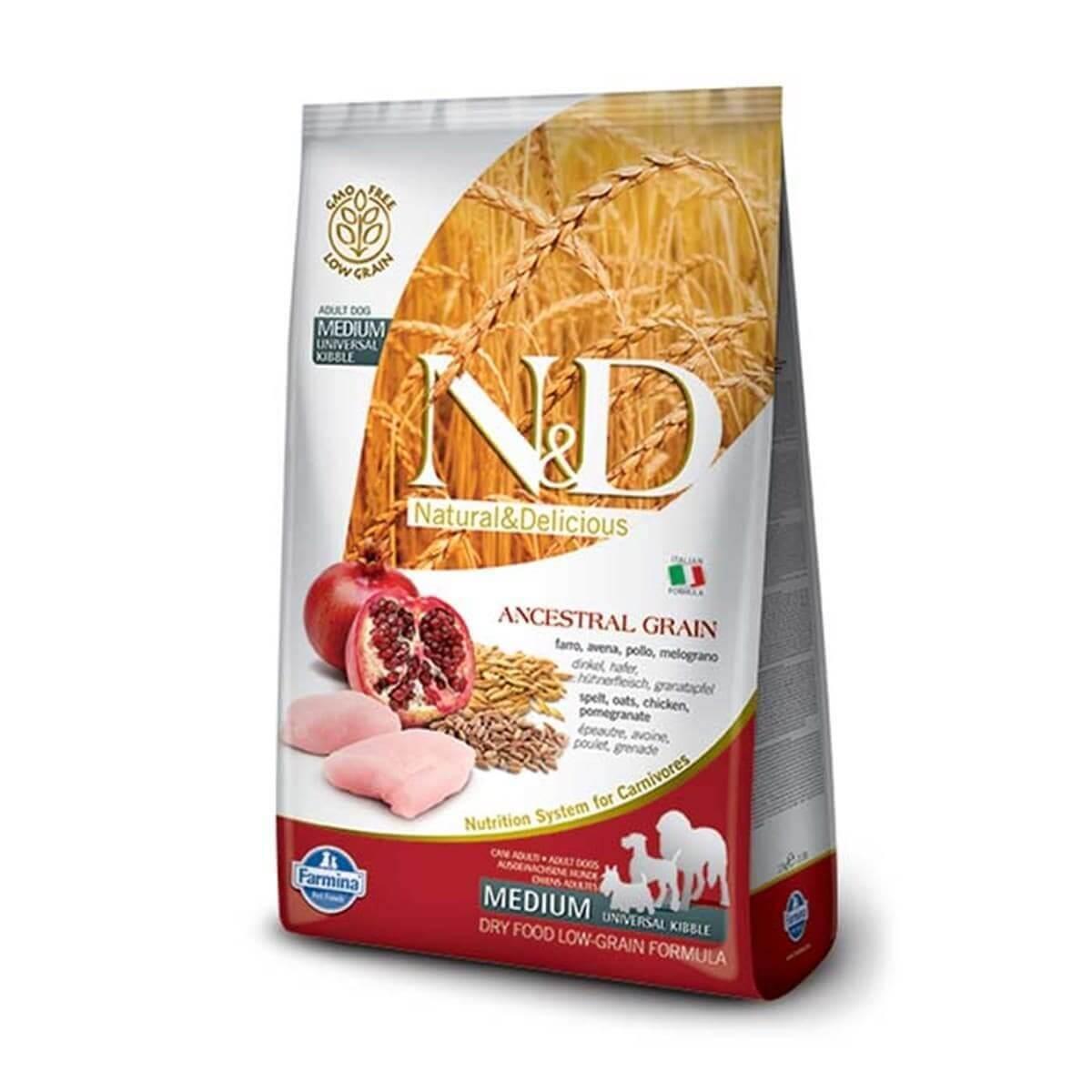 N&D Ancestral Grain Narlı ve Tavuklu Orta Irk Yetişkin Kuru Köpek Maması 2.5 kg