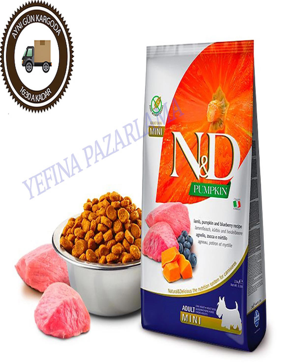 N&D Pumpkin Bal Kabaklı Kuzu Etli ve Yaban Mersinli Mini Irk Yetişkin Kuru Köpek Maması 2.5 kg