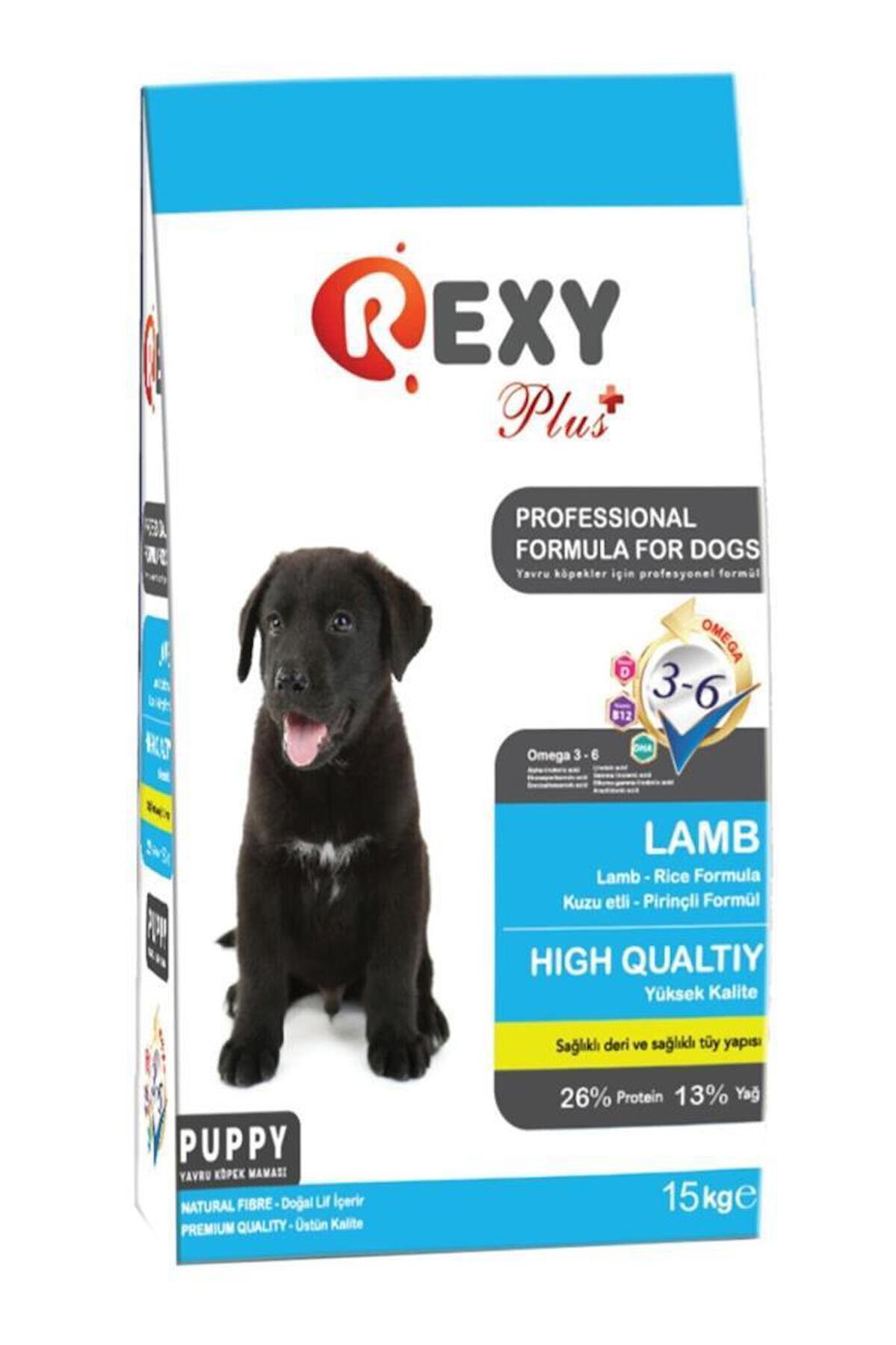 Rexy Plus+ Kuzu Etli Tüm Irklar Yavru Kuru Köpek Maması 15 kg