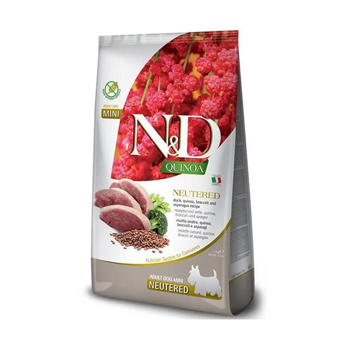 N&D Quinoa Neutered Kısırlaştırılmış Brokoli ve Tavuklu Mini Irk Yetişkin Kuru Köpek Maması 2.5 kg