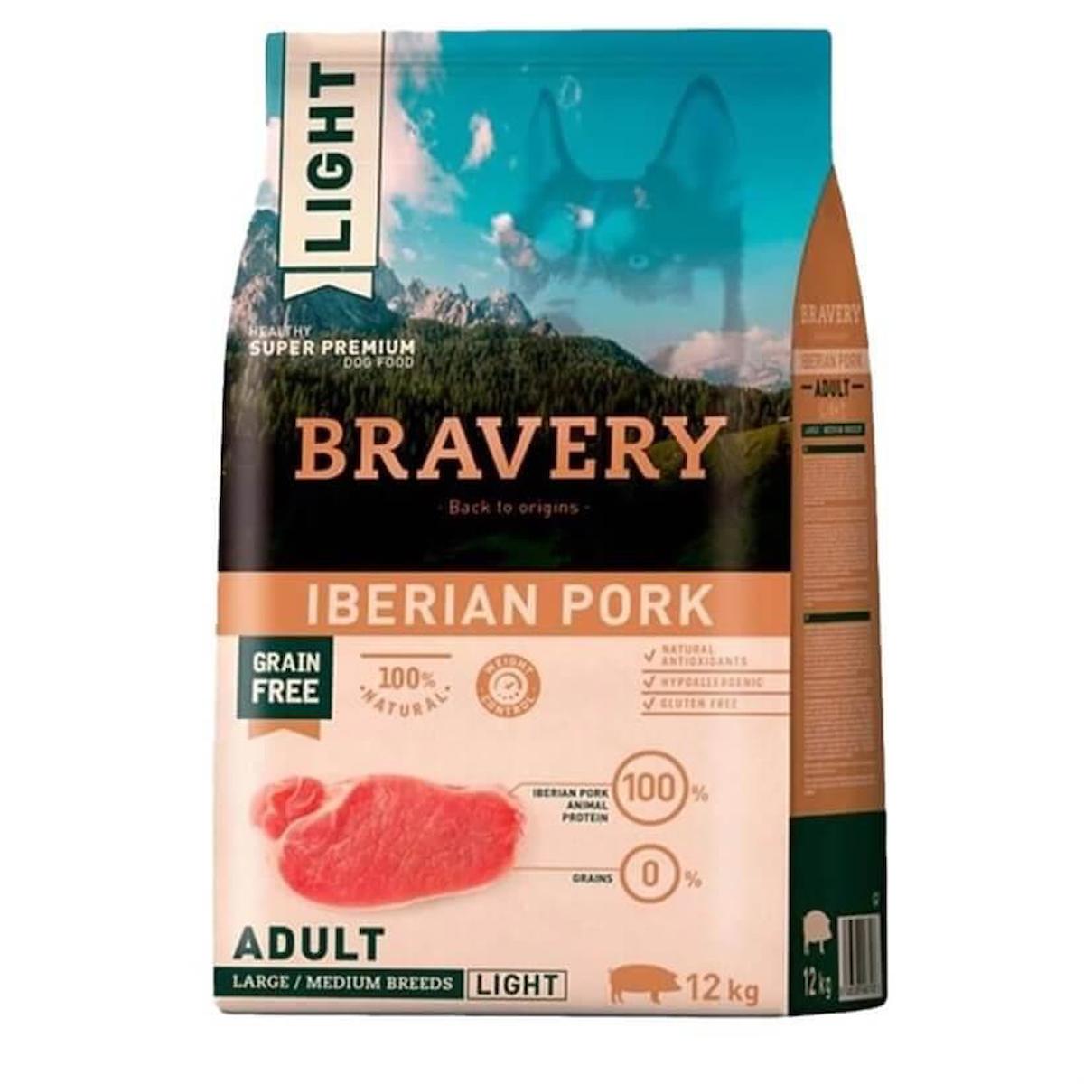 Bravery Iberian Pork Domuz Etli Büyük ve Orta Irk Yetişkin Kuru Köpek Maması 12 kg