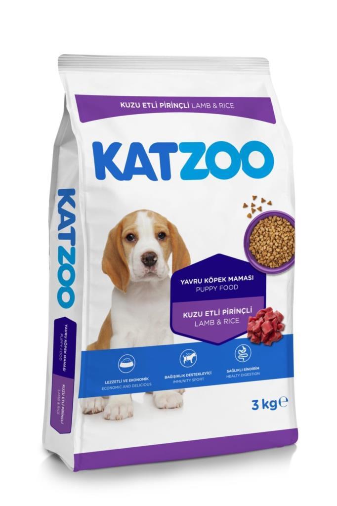 Katzoo Kuzu Etli ve Pirinçli Tüm Irklar Yavru Kuru Köpek Maması 3 kg