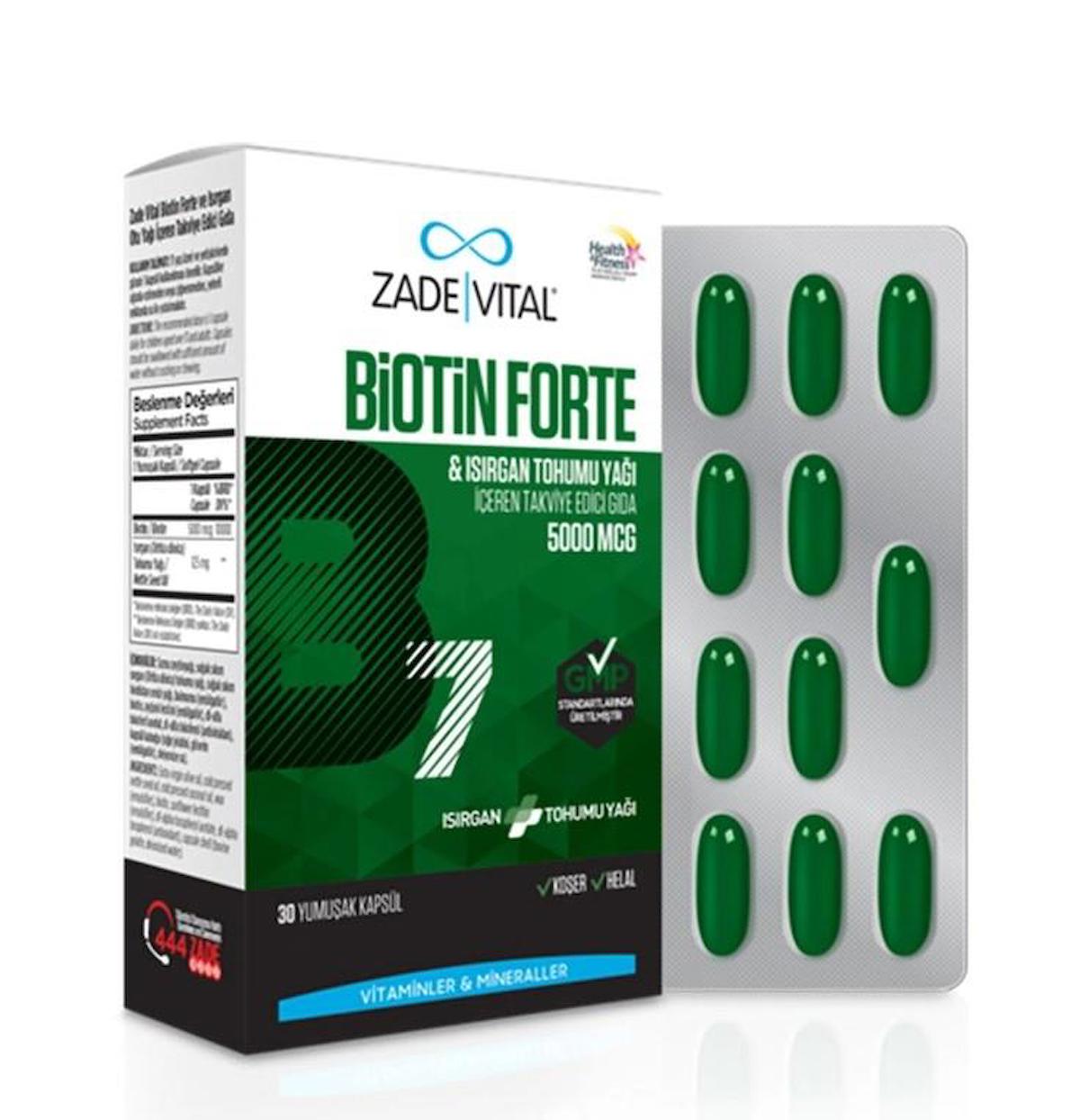 Zade Vital Biotin Forte Sade Unisex Vitamin 30 Kapsül