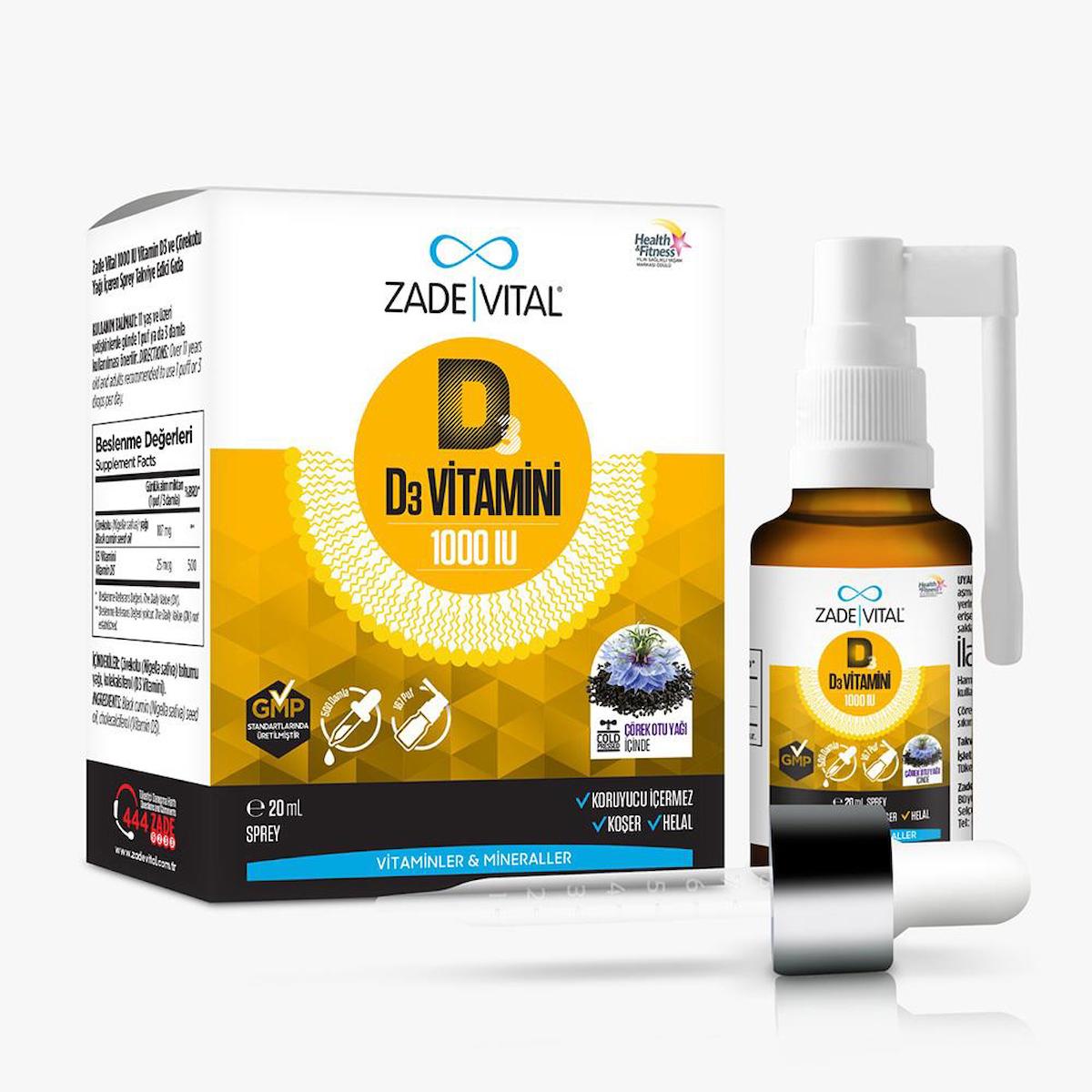 Zade Vital D3 Vitamini Aromasız Unisex 20 ml