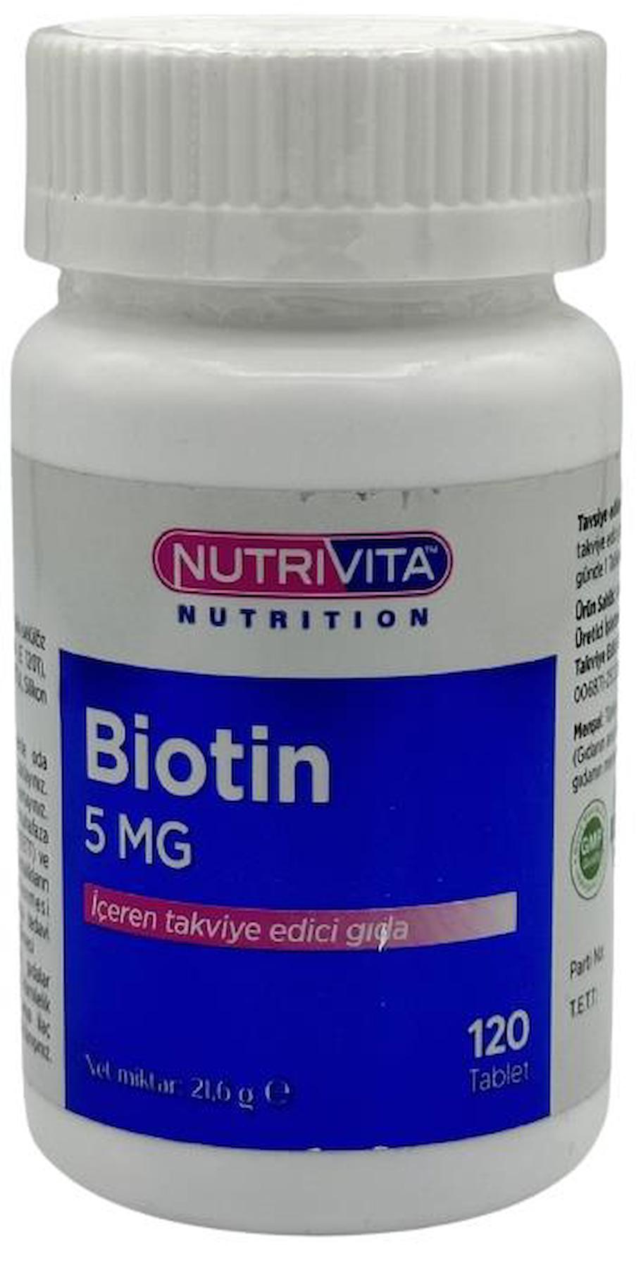 Nutrivita Nutrition Biotin Sade Unisex Vitamin 120 Tablet
