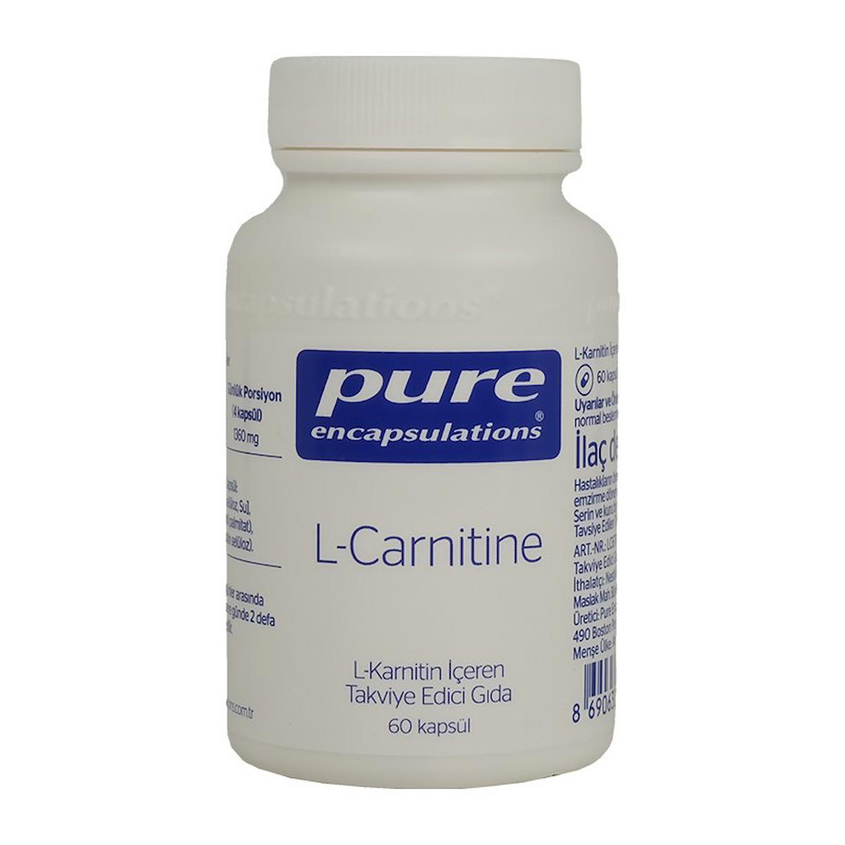 Pure Encapsulations L-Carnitine Aromasız Unisex Vitamin 60 Kapsül
