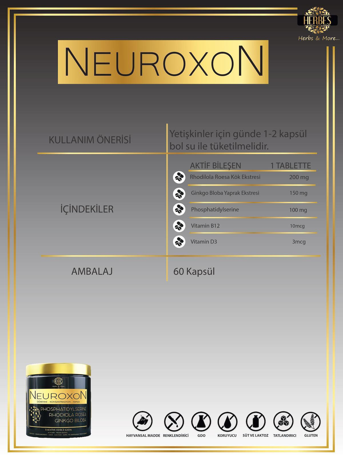 Herbes Neuroxon Aromasız Unisex Vitamin 60 Kapsül