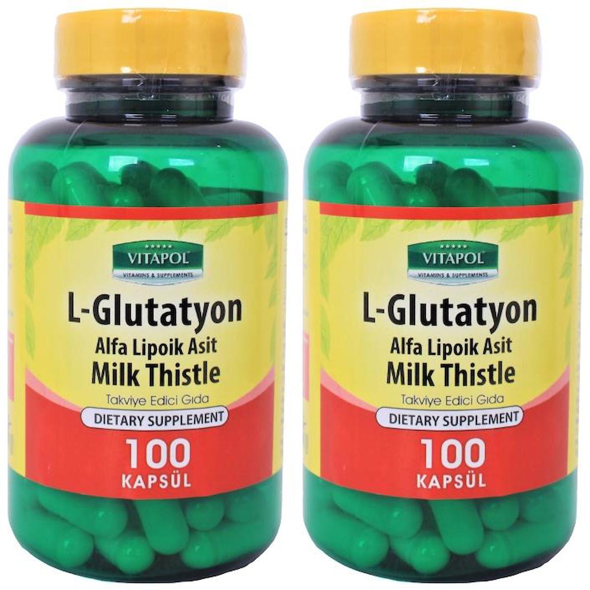 Vitapol L-Glutatyon Alfa Lipolik Asit Milk Thistle Aromasız Unisex Vitamin 2x100 Kapsül