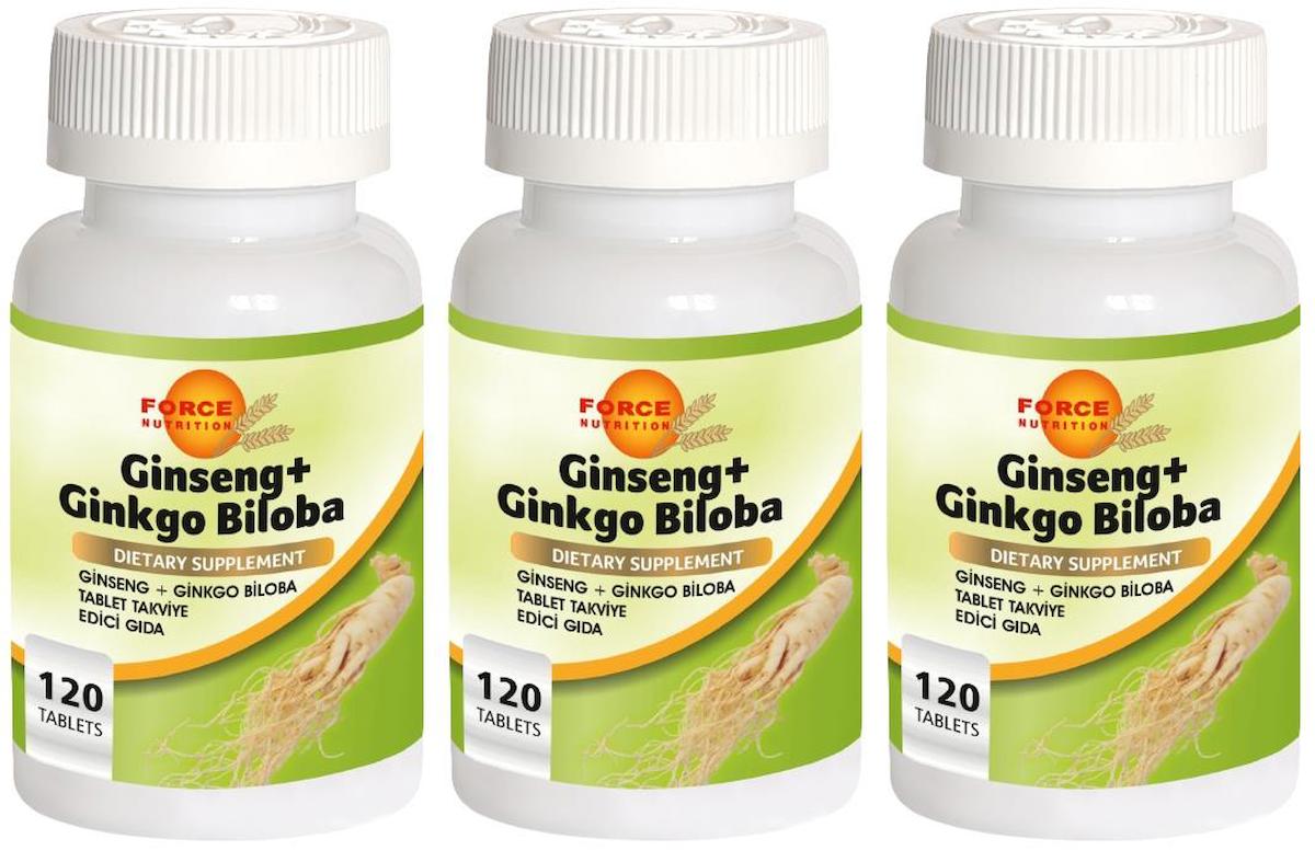 Force Nutrition Sibirya Ginsengi Ginkgo Biloba Aromasız Unisex Vitamin 3x120 Tablet