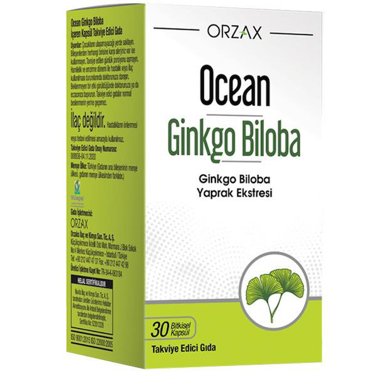 Ocean Orzax Ginkgo Aromasız Unisex Vitamin 30 Kapsül