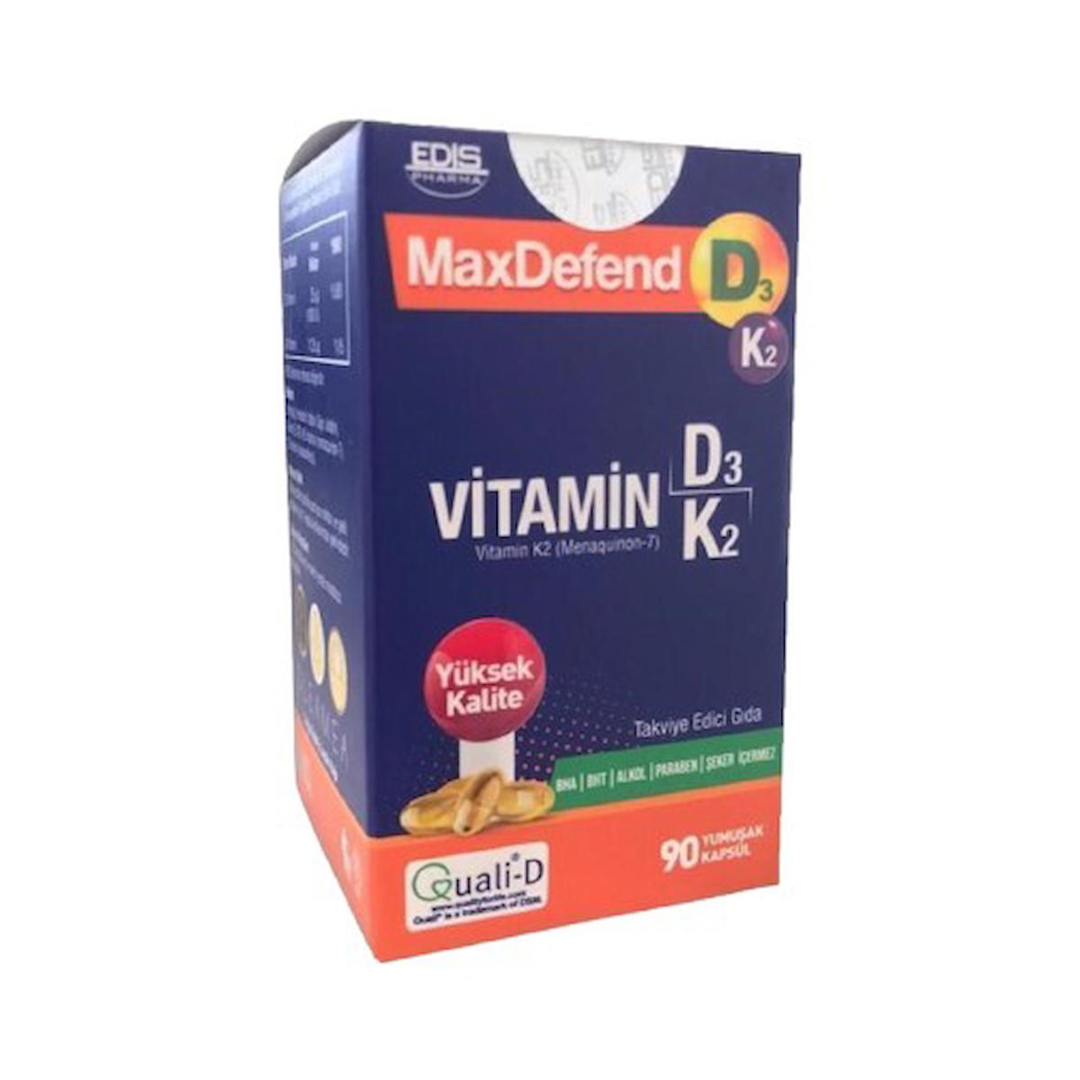 Edis Pharma Maxdefend D3 K2 Sade Unisex Vitamin 90 Kapsül