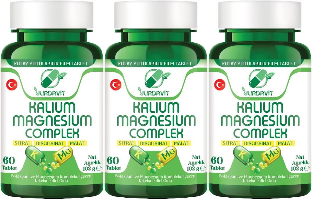 Yurdavit Potasyum Magnezyum Sitrat Malat Unisex Vitamin 3x60 Tablet