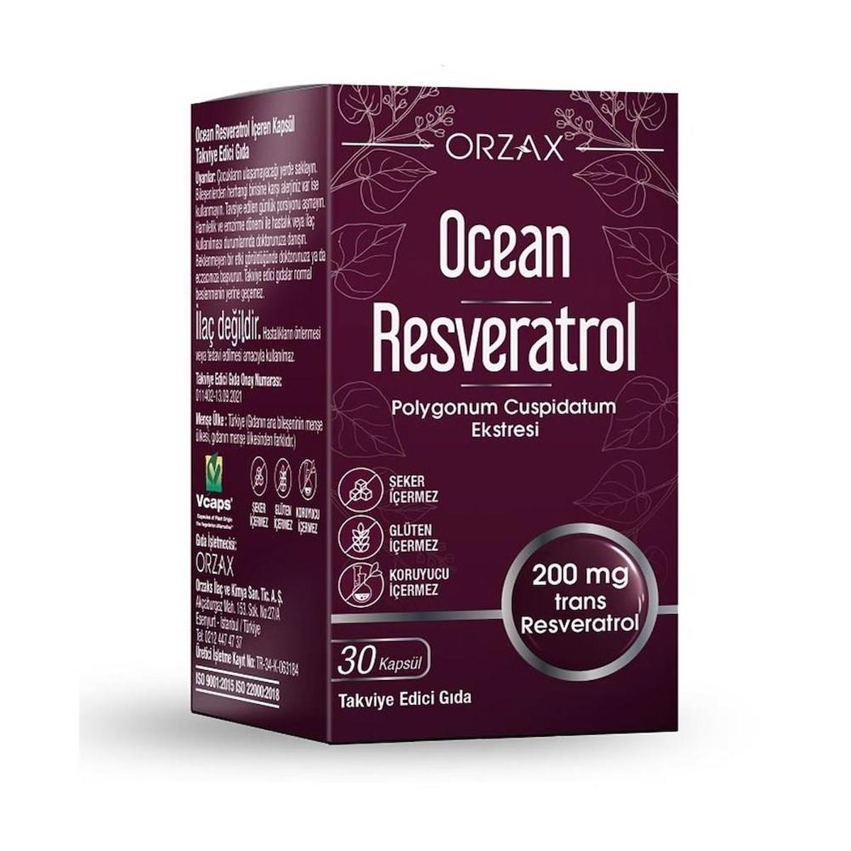 Ocean Orzax Resveratrol Aromasız Unisex Vitamin 30 Kapsül