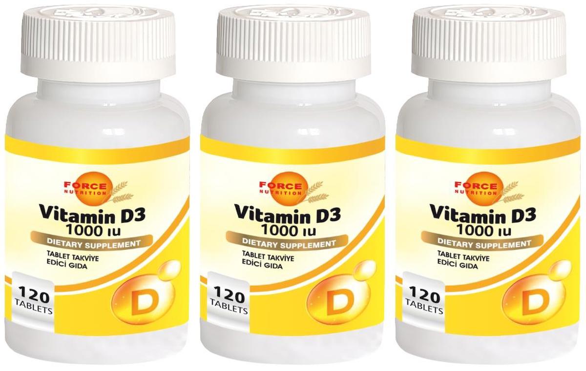 Force Nutrition Vitamin D Aromasız Unisex 3x120 Tablet