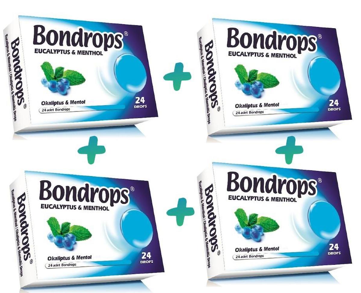 Bondrops Okaliptüs Mentollü Aromalı Unisex Vitamin 4x24 Tablet