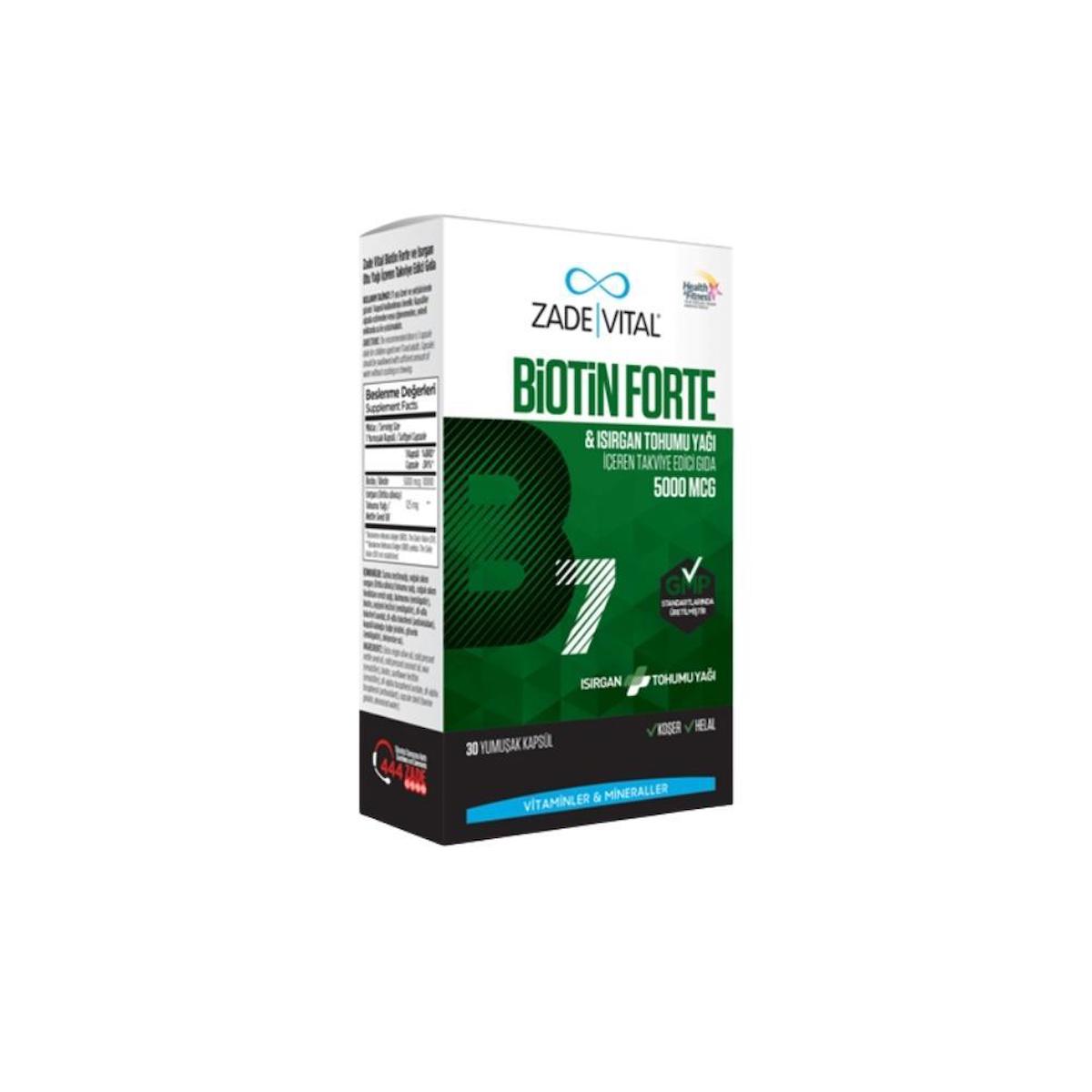 Zade Vital Biotin Forte Aromasız Unisex Vitamin 30 Kapsül