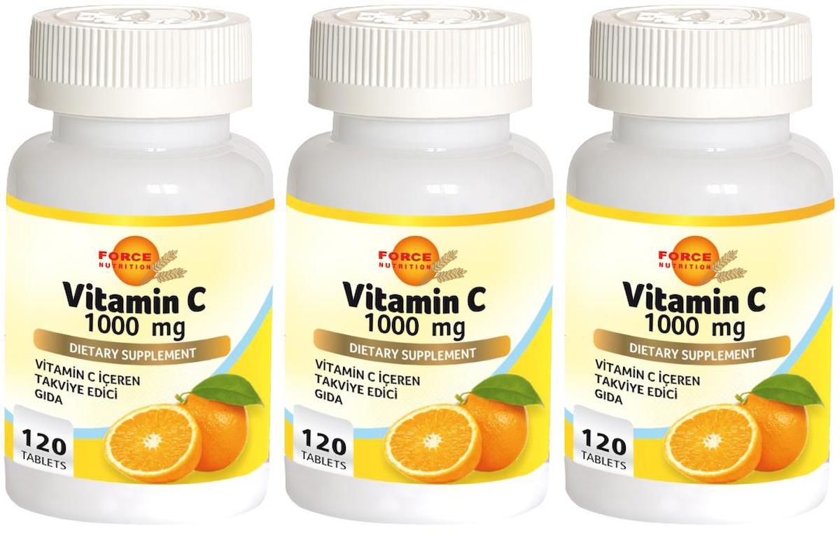Force Nutrition C Vitamini Aromasız Unisex 3x120 Tablet