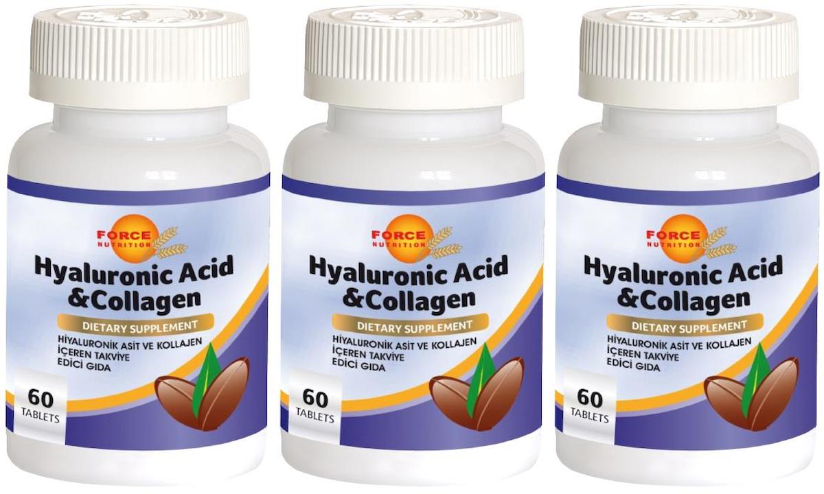 Force Nutrition Hyaluronic Acid Collagen Aromasız Unisex Vitamin 3x60 Tablet