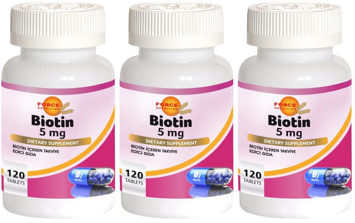 Force Nutrition Biotin Aromasız Unisex Vitamin 3x120 Tablet