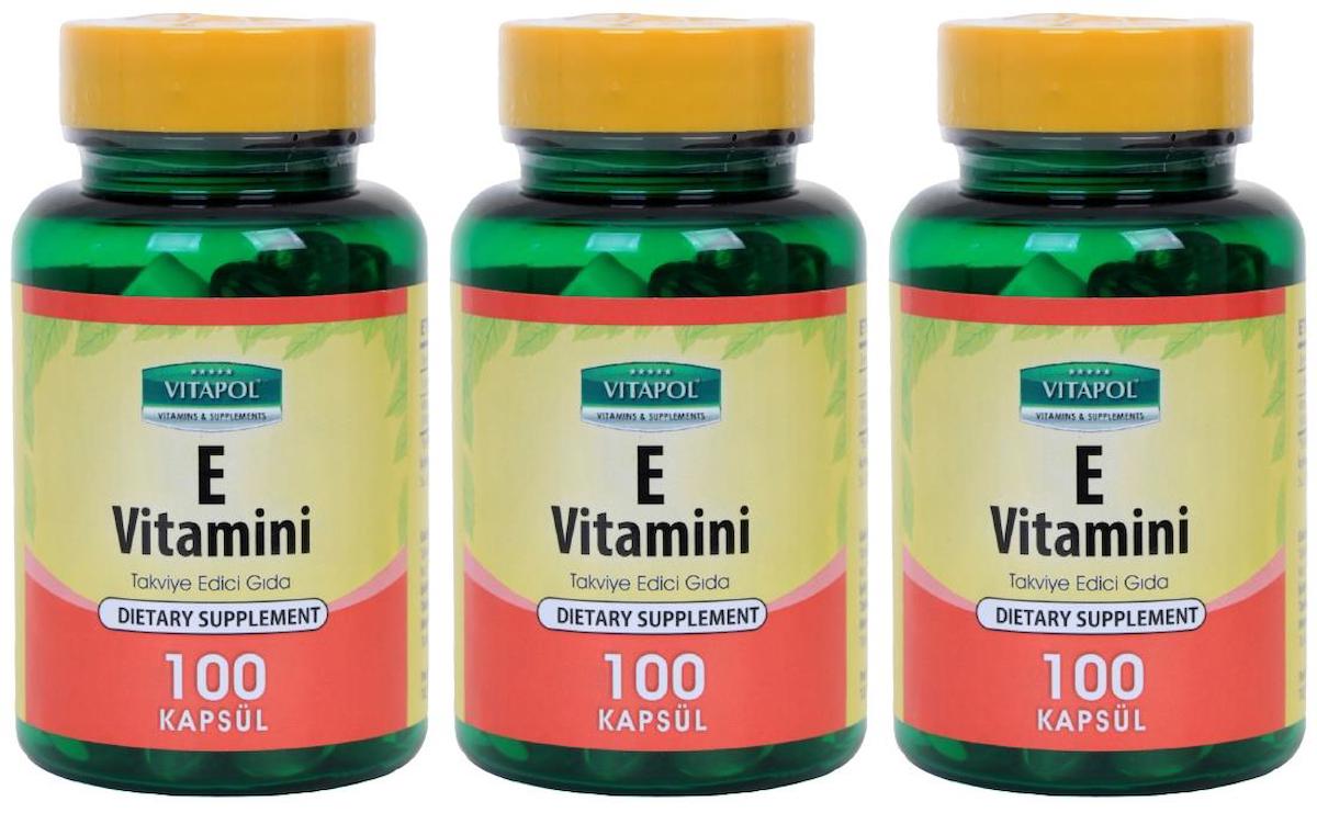 Vitapol E Vitamini Aromasız Unisex 3x100 Kapsül