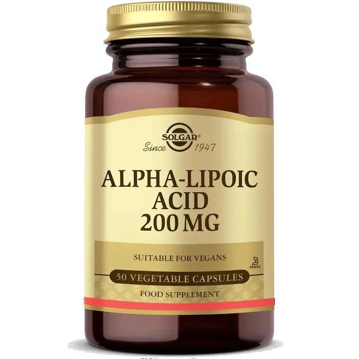 Solgar Alpha Lipoic Aromasız Yetişkin Bitkisel Besin Desteği 50 Kapsül