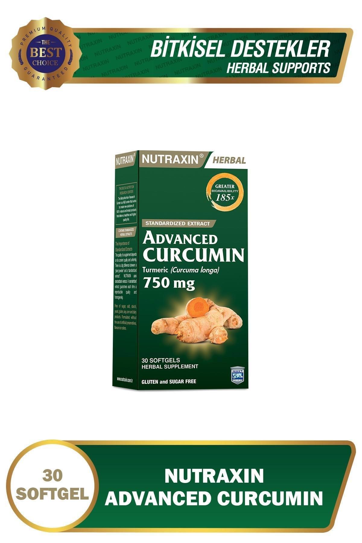 Nutraxin Curcumin Sade Yetişkin Bitkisel Besin Desteği 30 Kapsül