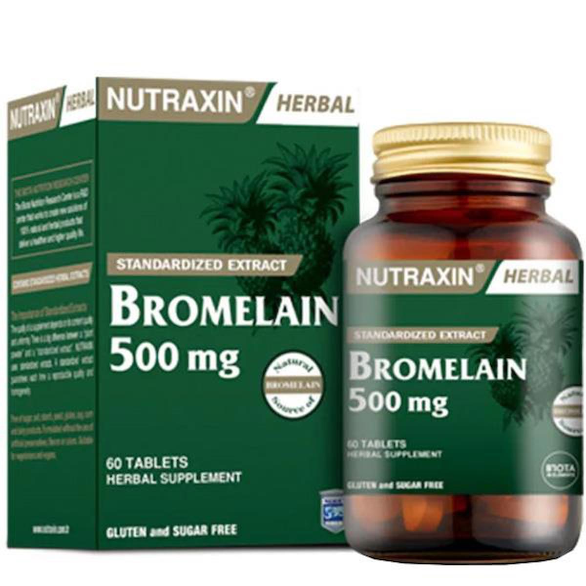 Nutraxin Bromelain Sade Yetişkin Bitkisel Besin Desteği 60 Kapsül