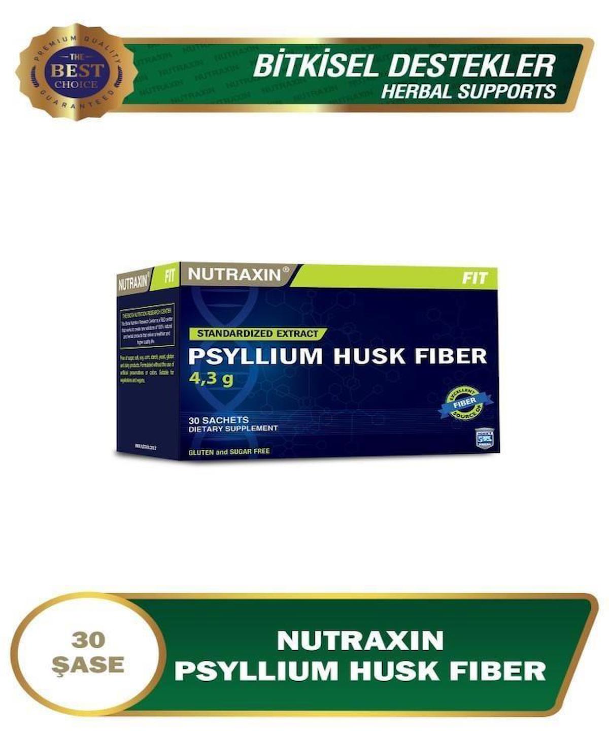 Nutraxin Psyllium Husk Fiber Sade Yetişkin Bitkisel Besin Desteği 30 Adet