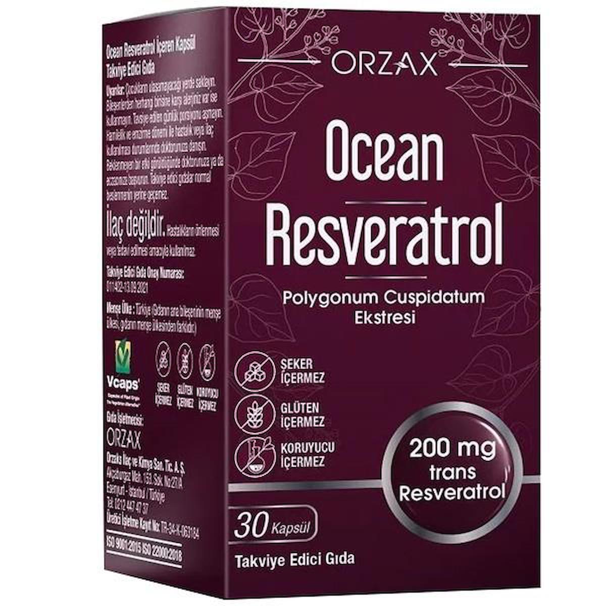 Ocean Orzax Resveratrol Sade Yetişkin Bitkisel Besin Desteği 30 Tablet