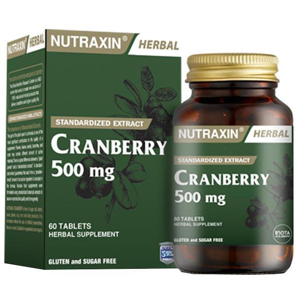 Nutraxin Cranberry Sade Yetişkin Bitkisel Besin Desteği 60 Tablet