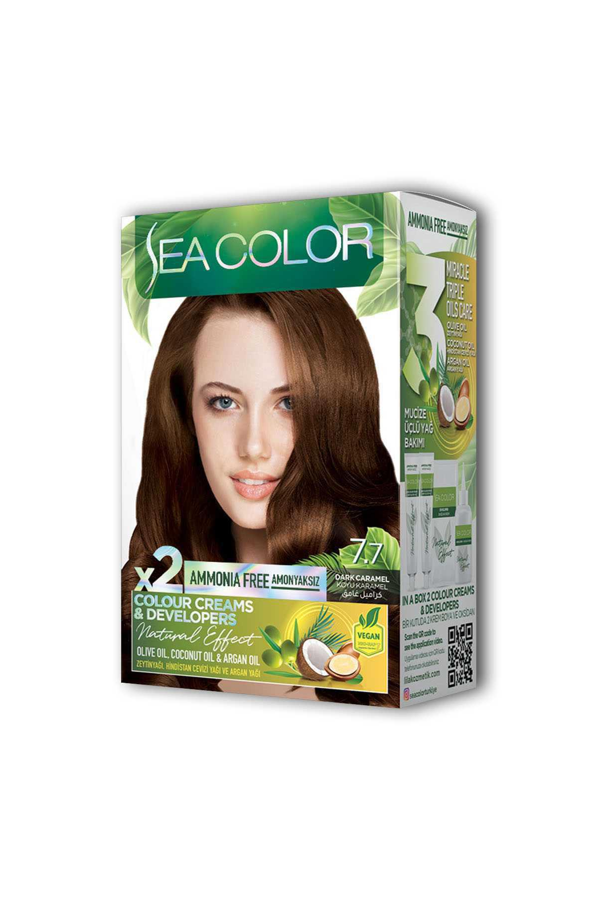 Sea Color 7.7 Koyu Karamel Amonyaksız Krem Saç Boyası