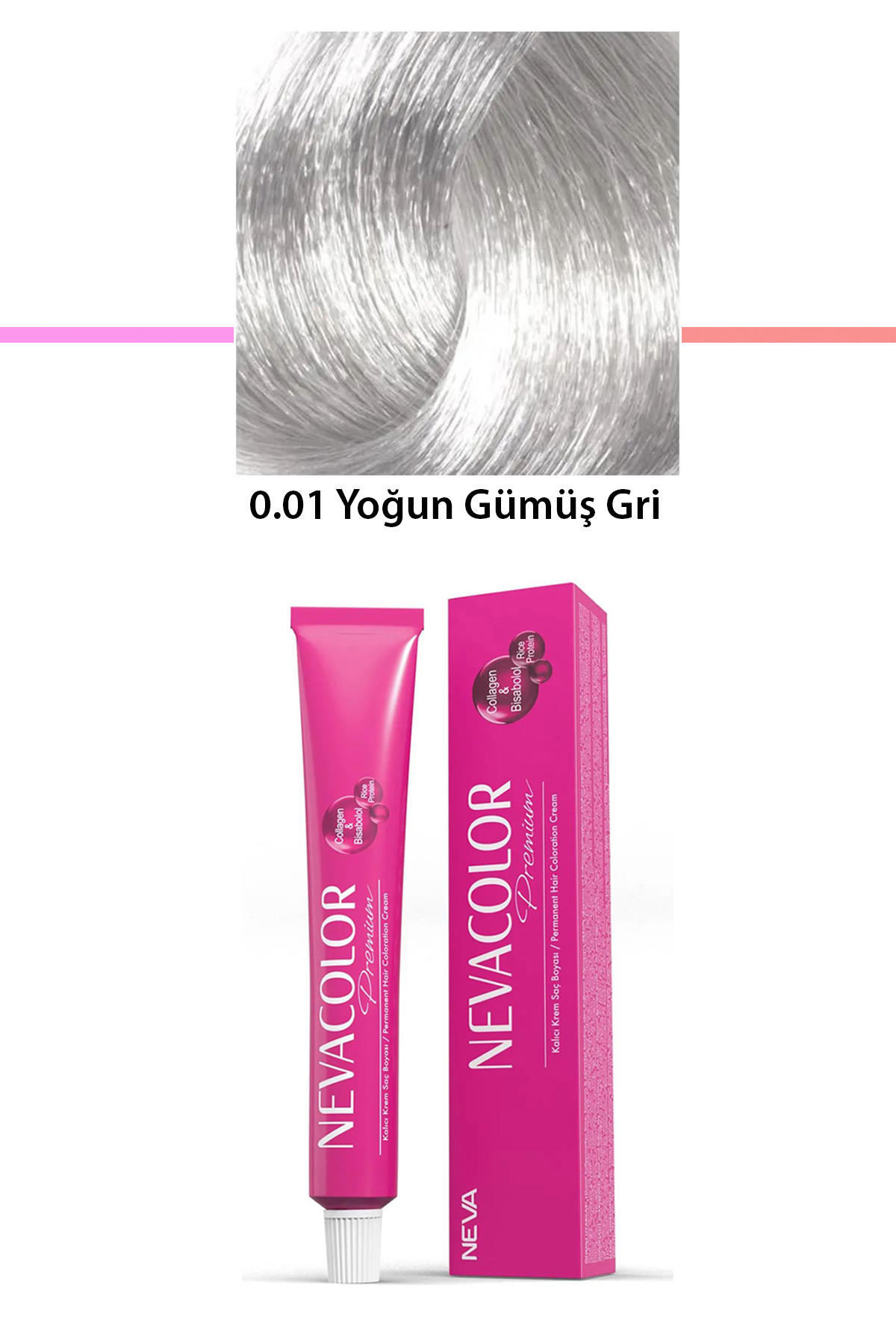 Nevacolor 0.01 Yoğun Gümüş gri Organik Krem Saç Boyası 50 gr