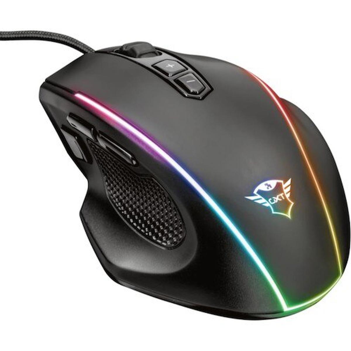 Trust Gxt 165 RGB Makrolu Kablolu Siyah Gaming Mouse