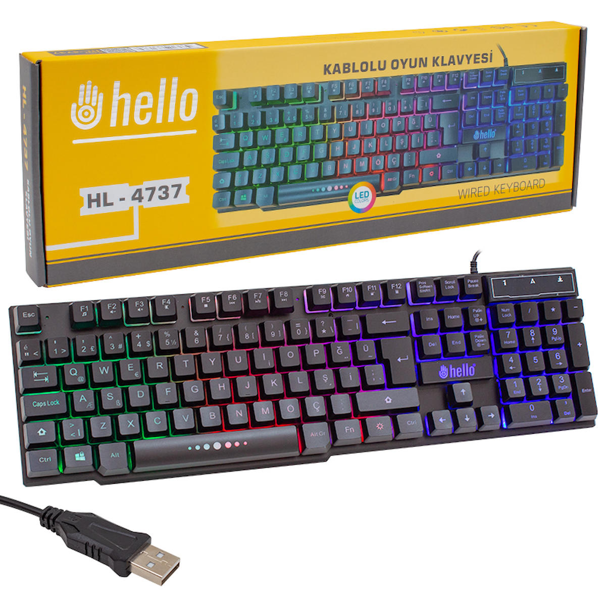 Hello HL-4737 Türkçe 104 Tuşlu Kablolu Siyah Gaming Klavye