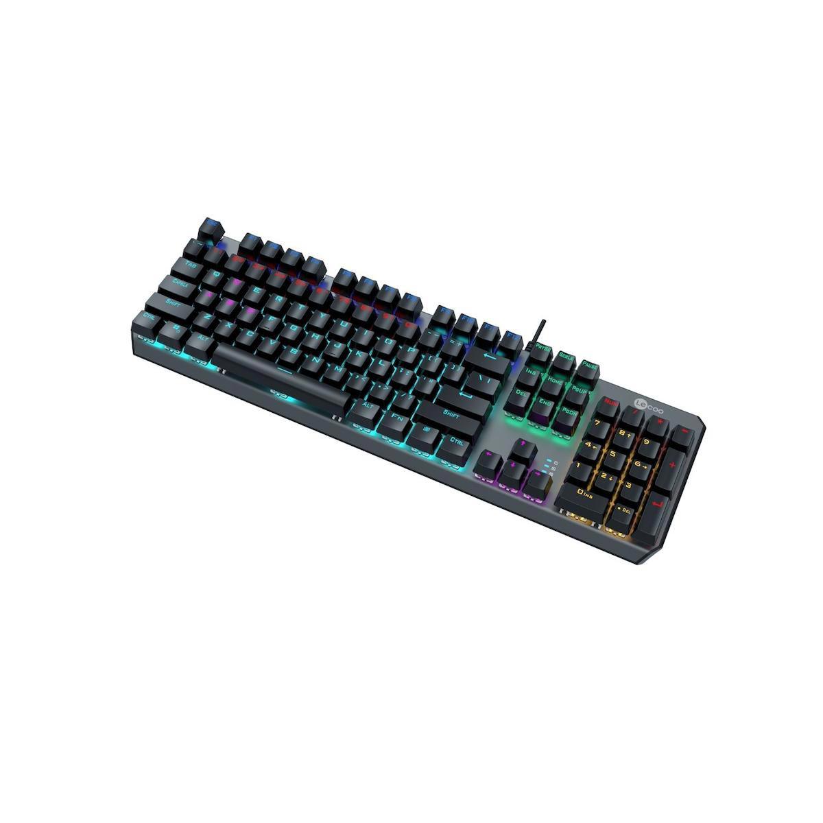 Lecoo GK301 Türkçe Q RGB 104 Tuşlu Red Switch Kablolu Gri Mekanik Gaming Klavye