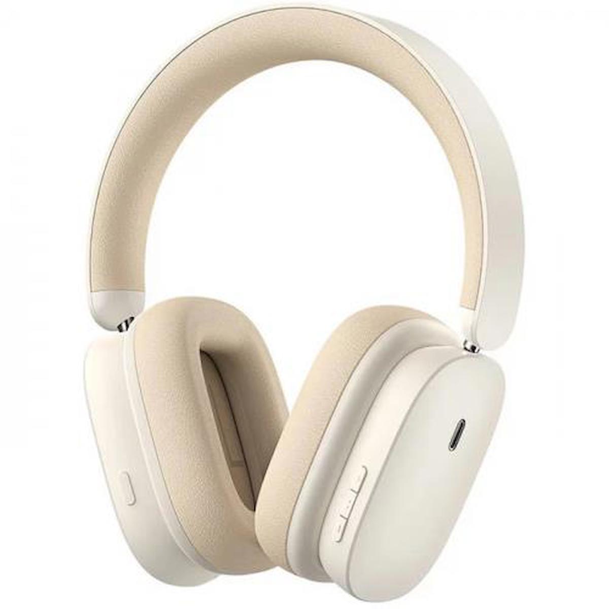 Baseus Hybrid ANC 45Db 5.2 Gürültü Önleyici Kulak Üstü Bluetooth Kulaklık Krem