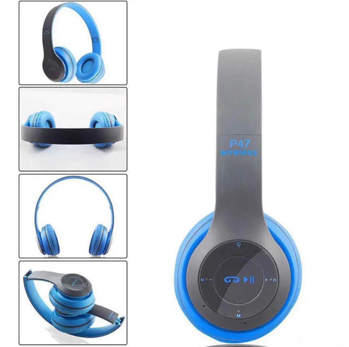 Mi7a P47 4.0 Kablosuz Kulak Üstü Bluetooth Kulaklık Mavi