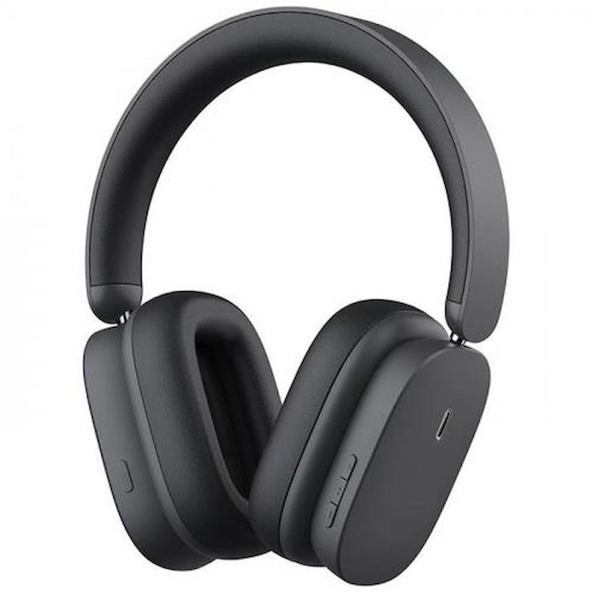 Baseus Hybrid ANC 45Db 5.2 Gürültü Önleyici Kulak Üstü Bluetooth Kulaklık Siyah