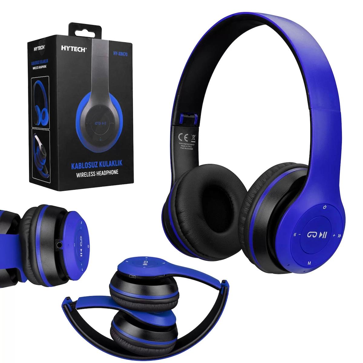 Hytech HY-XBK70 Kablosuz Kulak Üstü Bluetooth Kulaklık Mavi