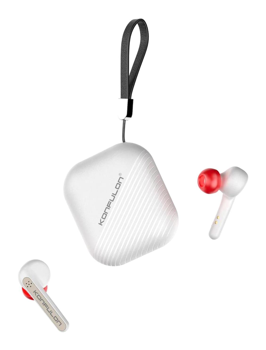 Konfulon BTS09 5.0 Gürültü Önleyici Kablosuz Kulak İçi Bluetooth Kulaklık Beyaz