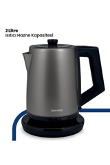 Goldmaster Belizz Çelik 2 lt 2200 W Işıklı Modern İnox Kettle