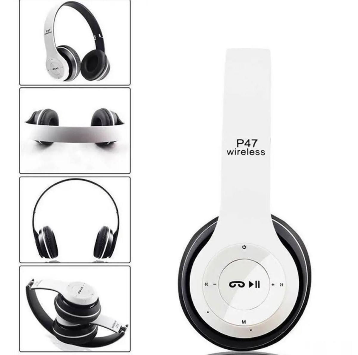 Mi7a P47 4.0 Kablosuz Kulak Üstü Bluetooth Kulaklık Beyaz