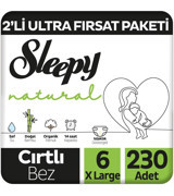 Sleepy Natural 6 Numara Organik Cırtlı Bebek Bezi 2x230 Adet