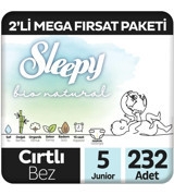 Sleepy Bio Natural 5 Numara Organik Cırtlı Bebek Bezi 2x232 Adet