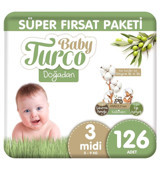 BabyTurco Doğadan 3 Numara Organik Cırtlı Bebek Bezi 126 Adet