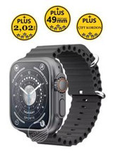 Prepare Watch 8 Ultra Plus Pro 49 mm Silikon Kordon Dikdörtgen Tansiyon Ölçen Unisex Akıllı Saat Siyah