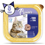 Plaisir Terrine Pate Ton Balıklı Yetişkin Yaş Kedi Maması 8x100 gr