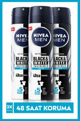 Nivea Black&White Invisible Fresh Antiperspirant Sprey Erkek Deodorant 3x150 ml